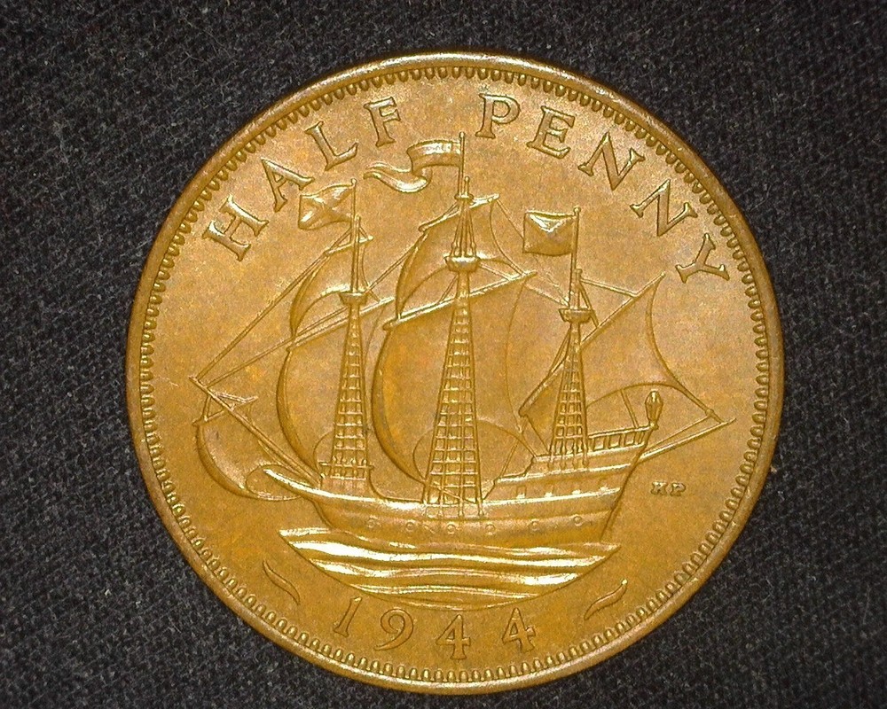 GREAT BRITAIN 1944 HALF-PENNY KM844 UNCIRCULATED ~103