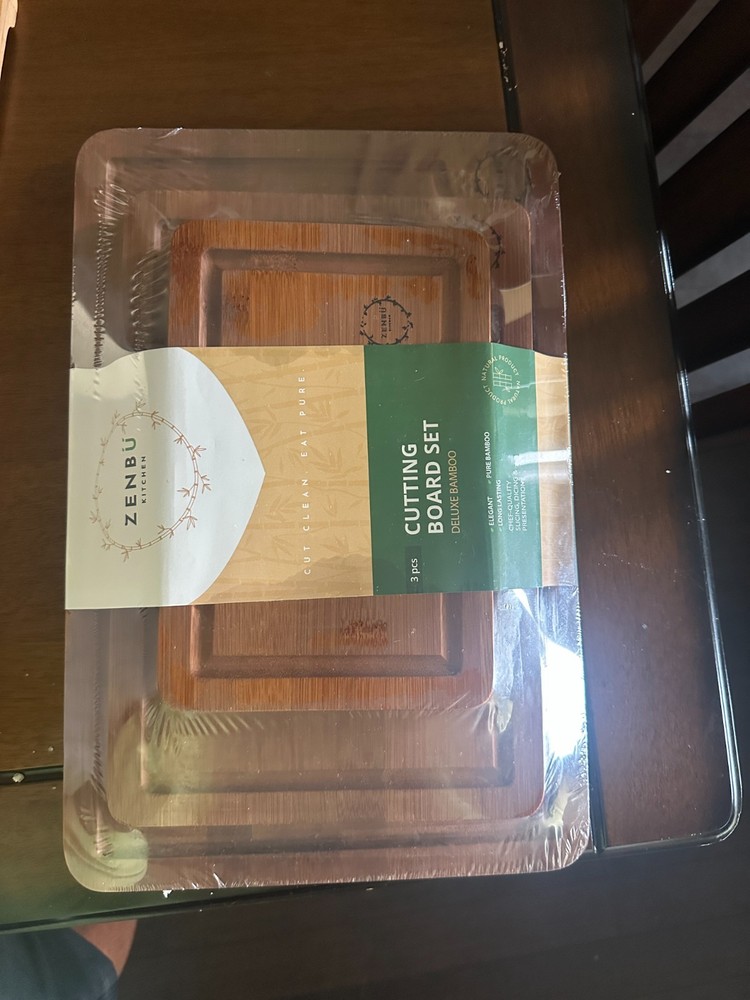 Zenbu Kitchen Bamboo Cutting Board Set – 3-Pack (Dark Bamboo)