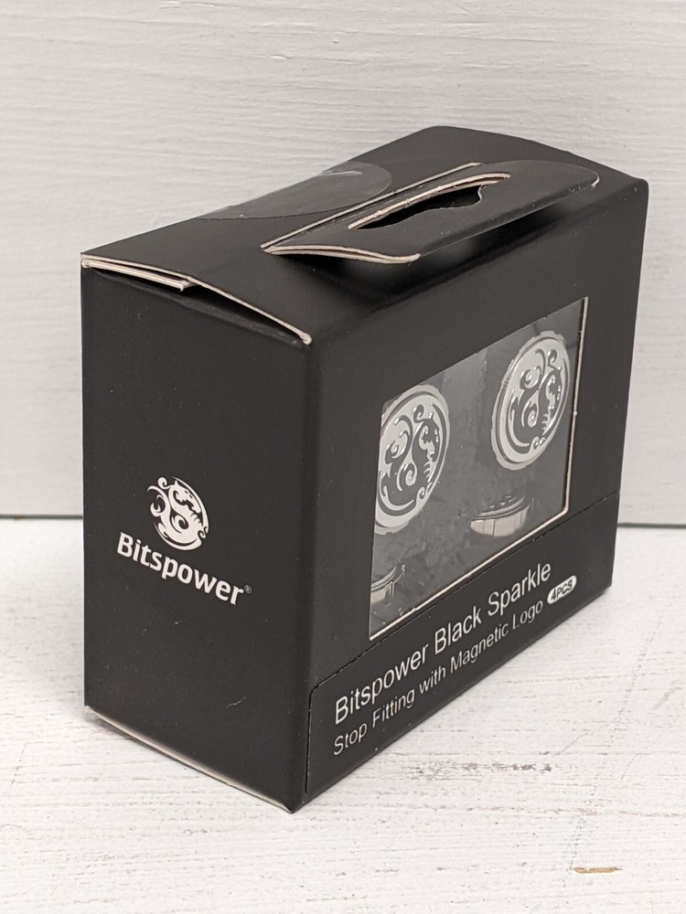 Bitspower Black Sparkle Stop Fitting with Magnetic Logo (4PCS) - New