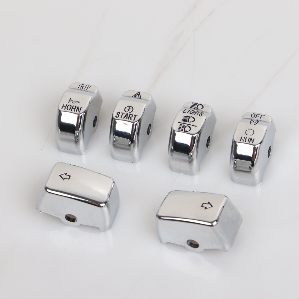 ABS Chrome Hand Control Switch Housing Button Cap For Harley Dyna Sportster 883