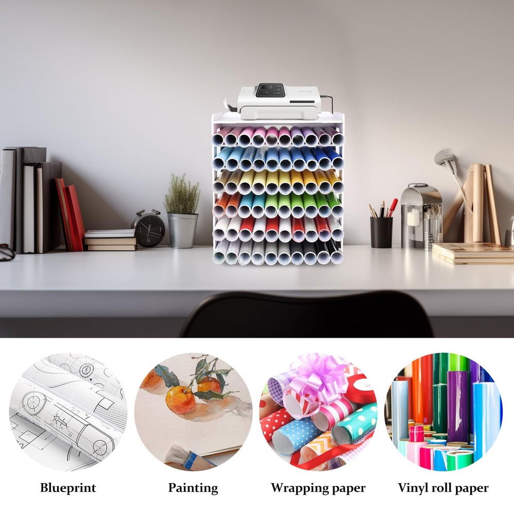 CELSOL Vinyl Roll Holder, Countertop Cabinet Storage White