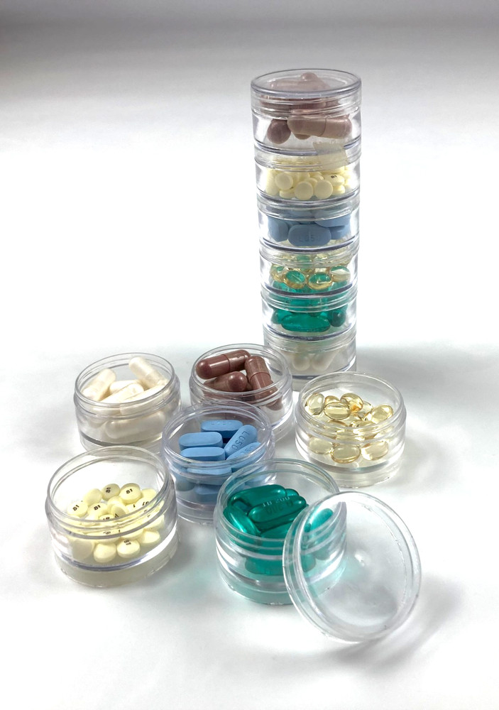 6-Part Clear Plastic Interlocking Pill Bead Craft Storage Container, Small 1.5"