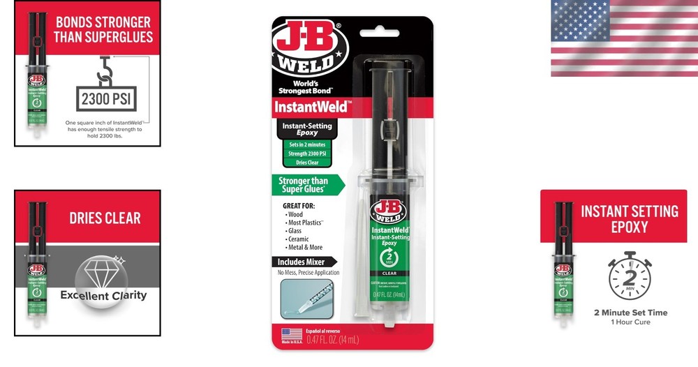 Versatile 14ml InstantWeld Clear Epoxy – 2-Minute Bond, No Mess Application