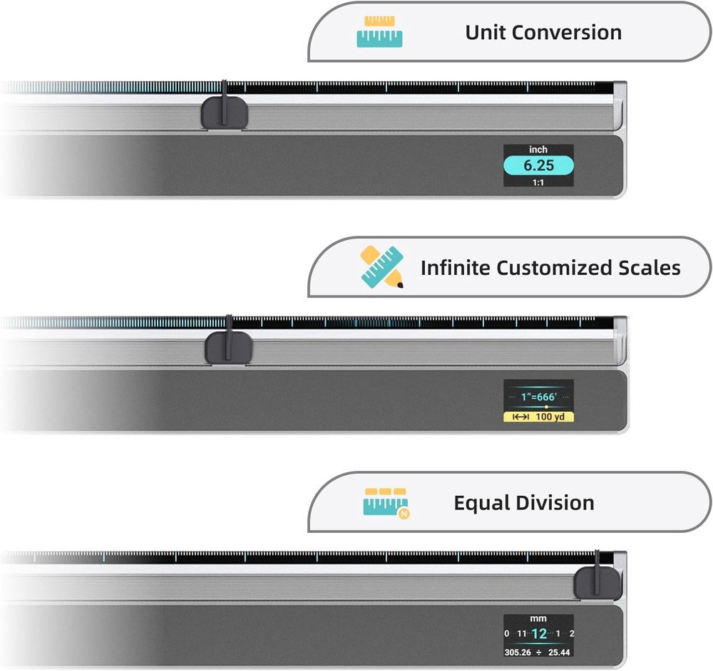 Neoruler 12" Digital Scale Ruler with Custom Scales & High Accuracy