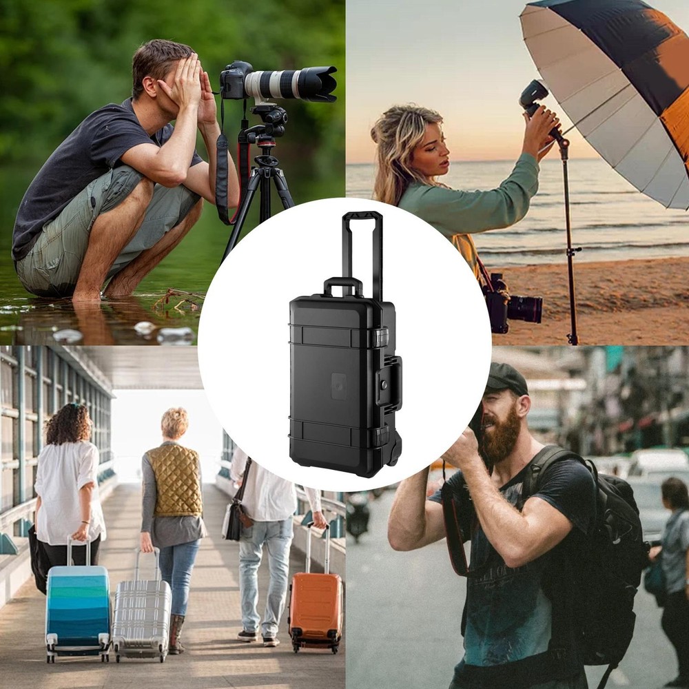 Waterproof Rolling Protective Case,Hard Compact Camera Case With Handle & Wheels