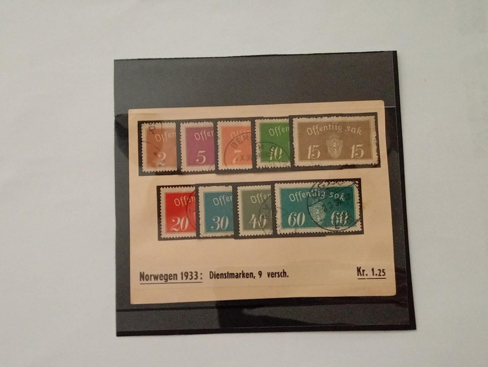 1933 - Norwegian Official / Service Ore Stamps