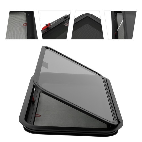 30"x20" RV Exit Window w/Screen & Trim Ring Tempered Glass Window Camper Trailer