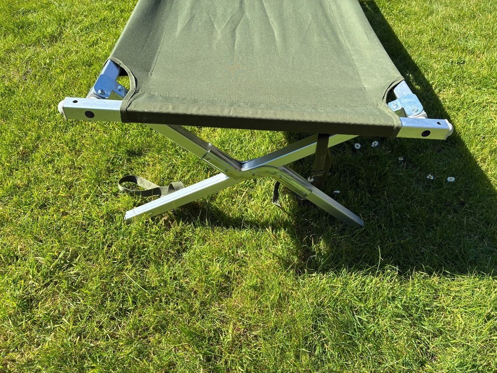 British Army Issue Folding Cotbed complete with Zipped Carry Bag.