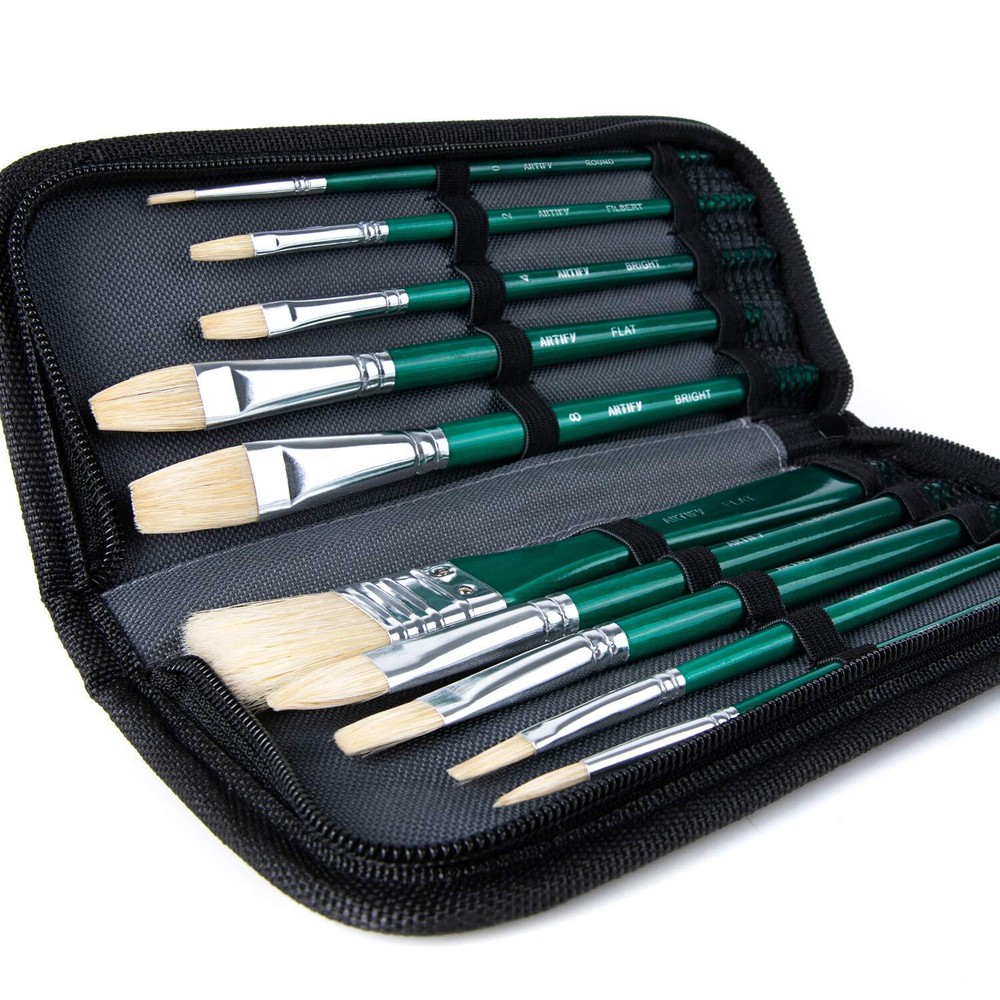 ARTIFY 10 Pieces Paint Brush Set Intermediate Series Includes a Carrying Case...