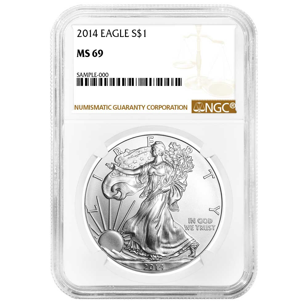 2014 $1 American Silver Eagle NGC MS69 Brown Label