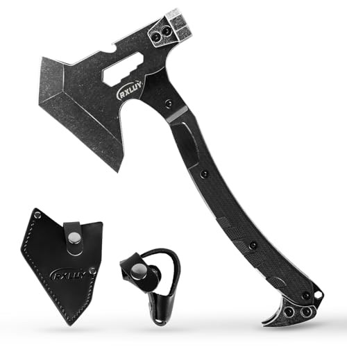 Tactical Axe with G10 Handle Camping Survival Hatchet, Multifunctional Black