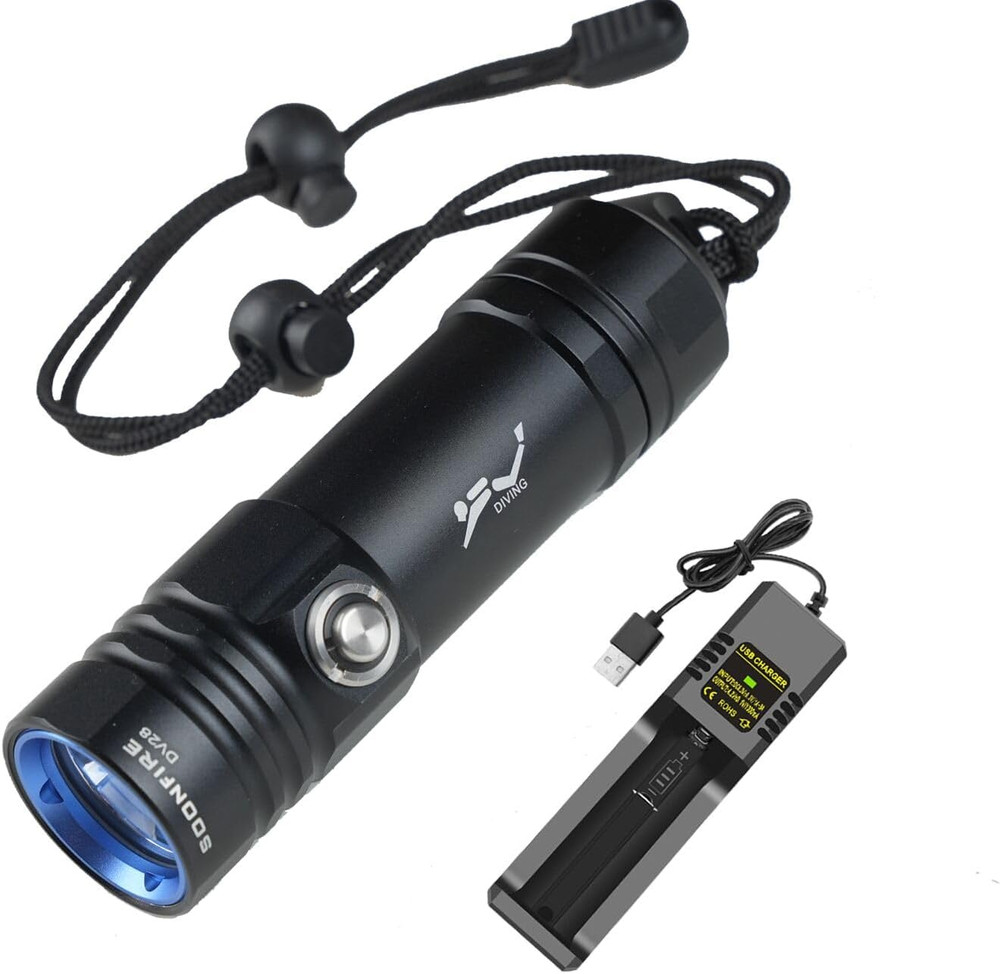 DV28 Scuba Dive Light - 1500 Lumens Super Bright Underwater Flashlight with Char