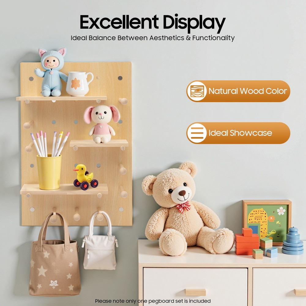 Wood Pegboard Combination Wall Organizer Kit Wooden Display Pegboard Panel