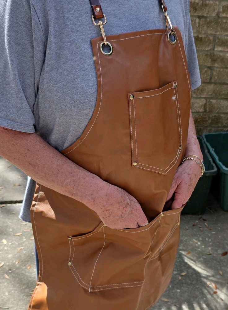 Three salon Work Aprons Brown, Black, & Tan  with Multiple Pockets Unisex