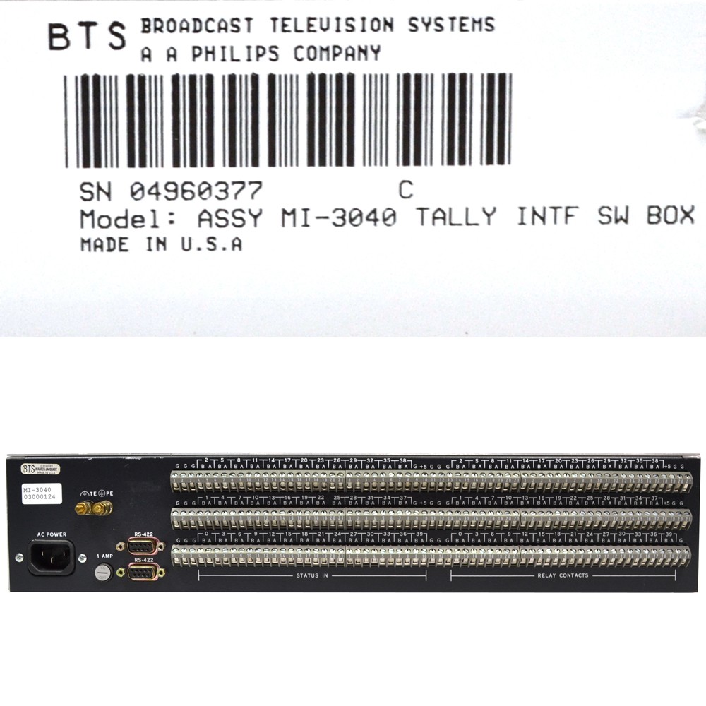 BTS Philips MI-3040 Router Machine Control Interface Switch Box RS-422 120VAC