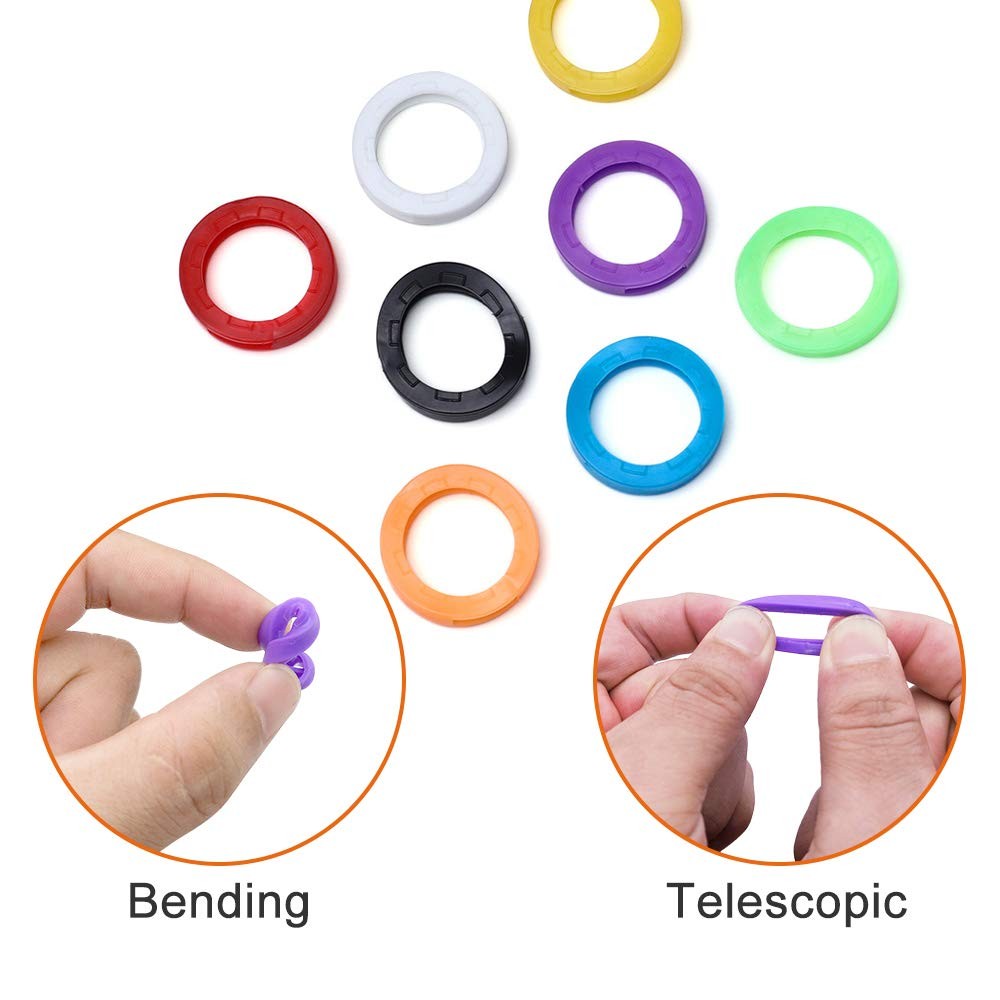 30pcs Silicone Key Caps, Plastic Key Identifier Coding Rings - Assorted Colors