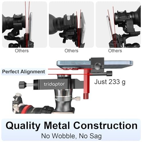Universal Digiscoping Adapter | 3-Axis Metal Phone Holder for Telescope & Scope