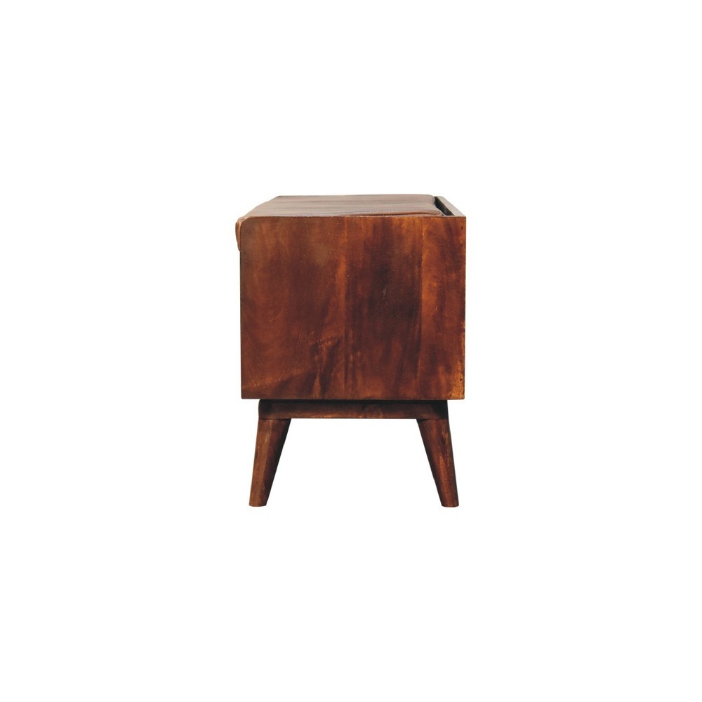 Chestnut Bench with Brown Leather Seat
