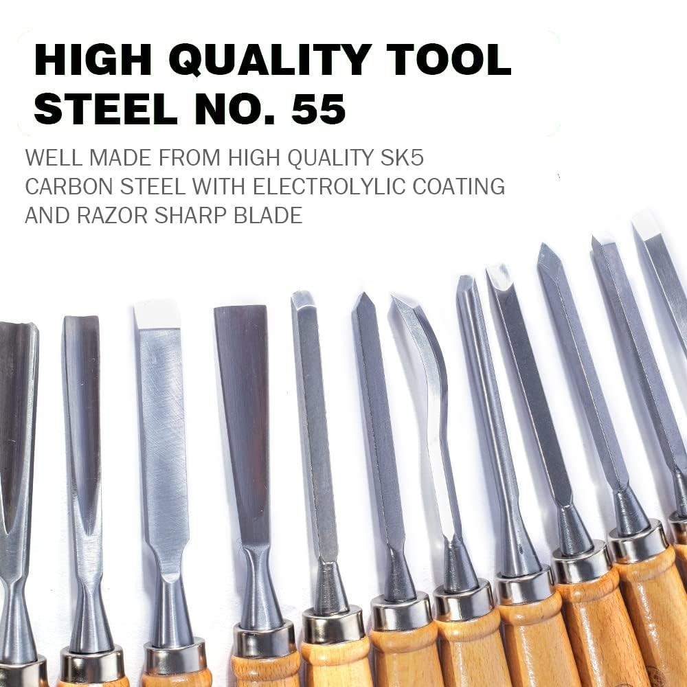 12 PCS Wood Carving Chisel Set Sharp Woodworking Tools Case Storage DIY