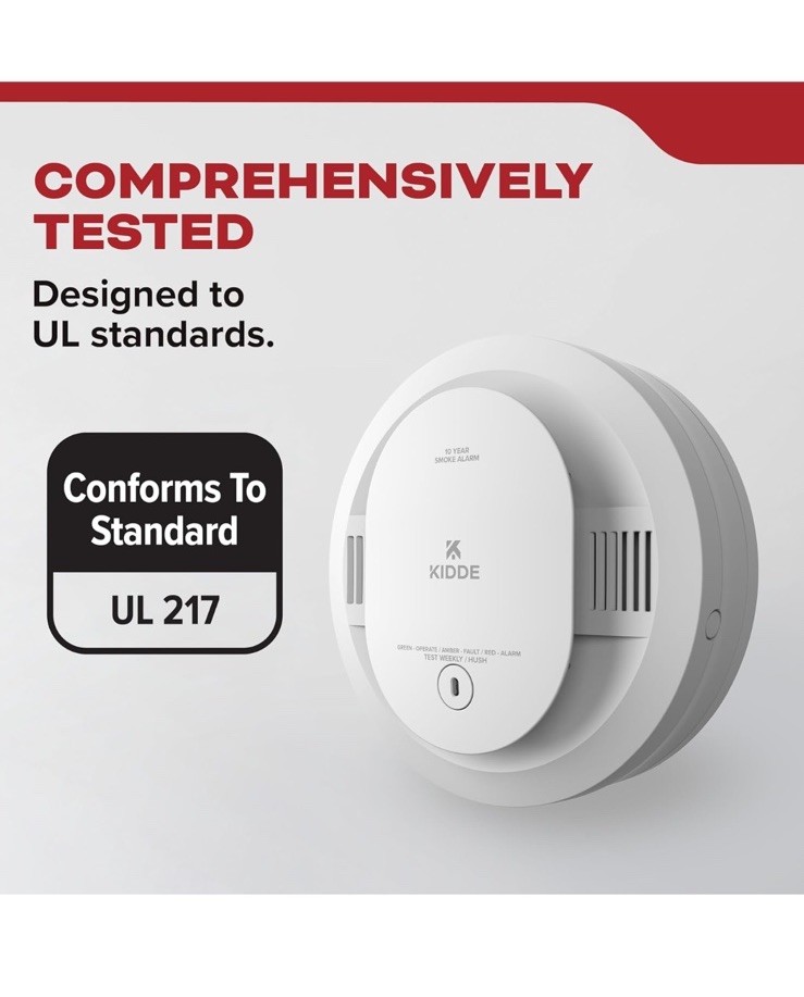 Kidde Smoke Detector, 10-Year Battery Powered, LED Warning Light Indicators