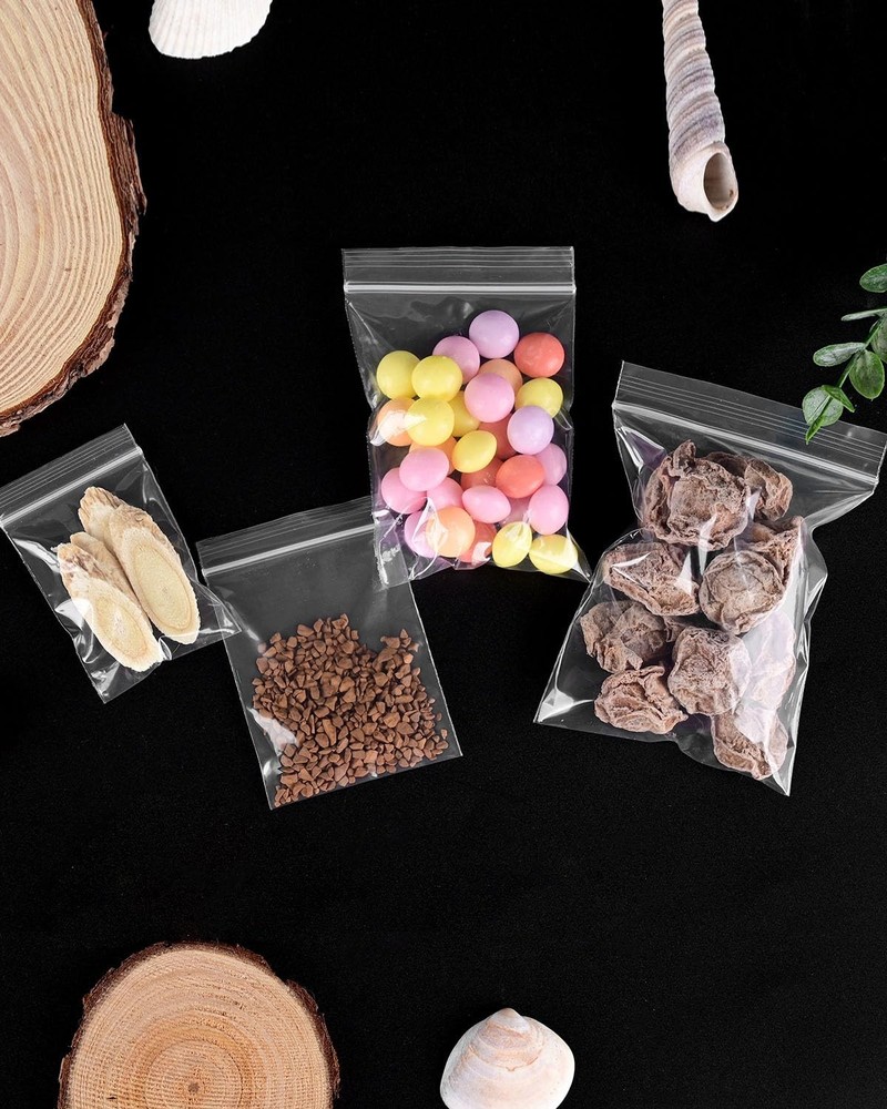 500 PCS Small Plastic Bags, Mini Resealable 4 Different Sizes