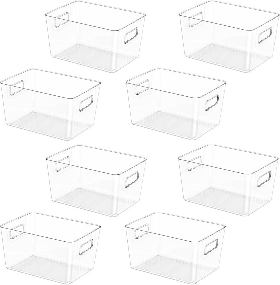 Clear Plastic Storage Bins, Pantry Organization, BPA Free Stackable Refrigerator