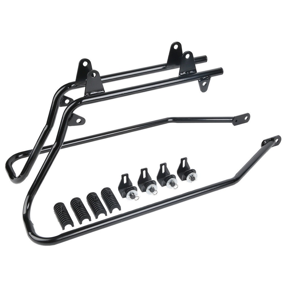 Black/Chrome Saddlebags Conversion Brackets For Harley Softail Fatboy 1984-2017