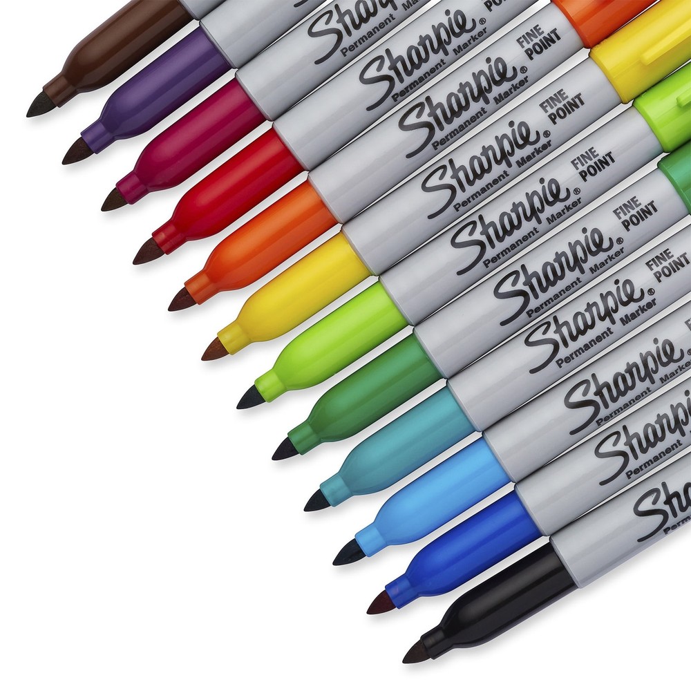 Sharpie Permanent Markers, Fine Point, Assorted Colors, 12 Count