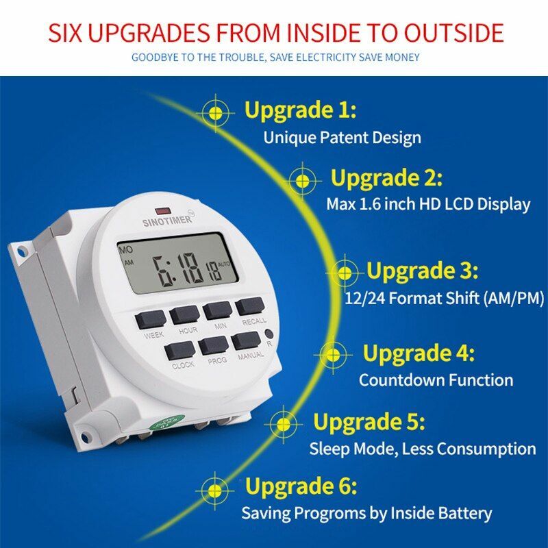 Timer Switch 6V DC 7 Days Programmable LCD Display Battery Time Relay Clock