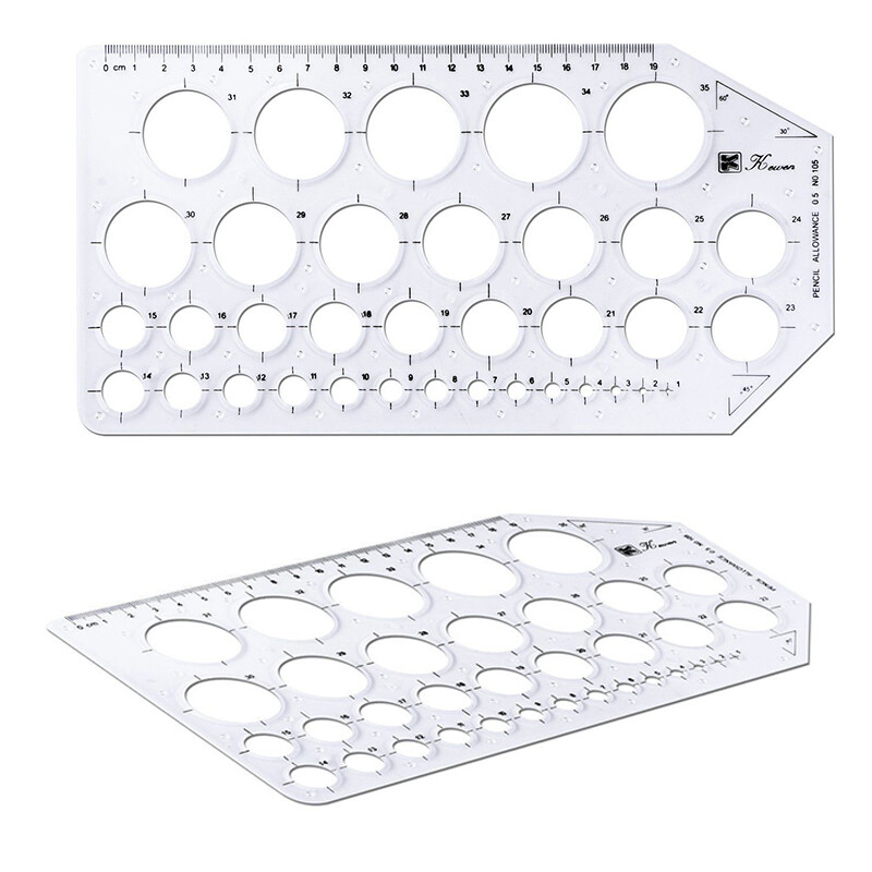 Clear Circle Template Stencil Metric Mathematics Ruler Drawing Drafting Tool Kit