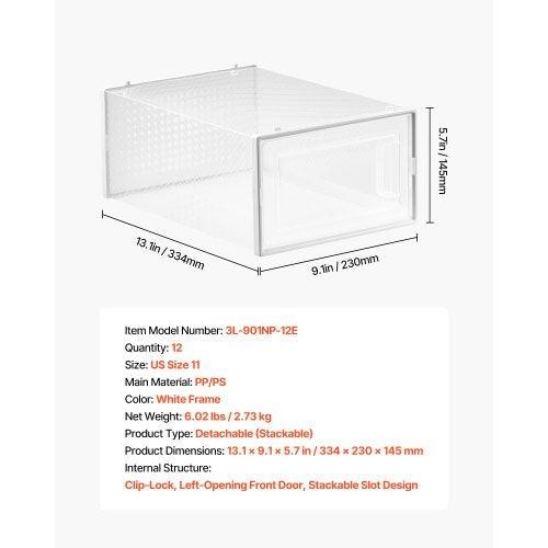 Shoe Storage Boxes 12 Pack Stackable Shoe Boxes Storage Organizers Fit up to US