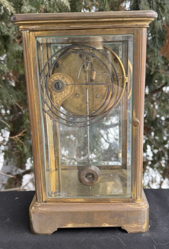 Antique C 1900 Gilbert Crystal Regulator Clock RUNS GOOD - SEE VIDEO - READ