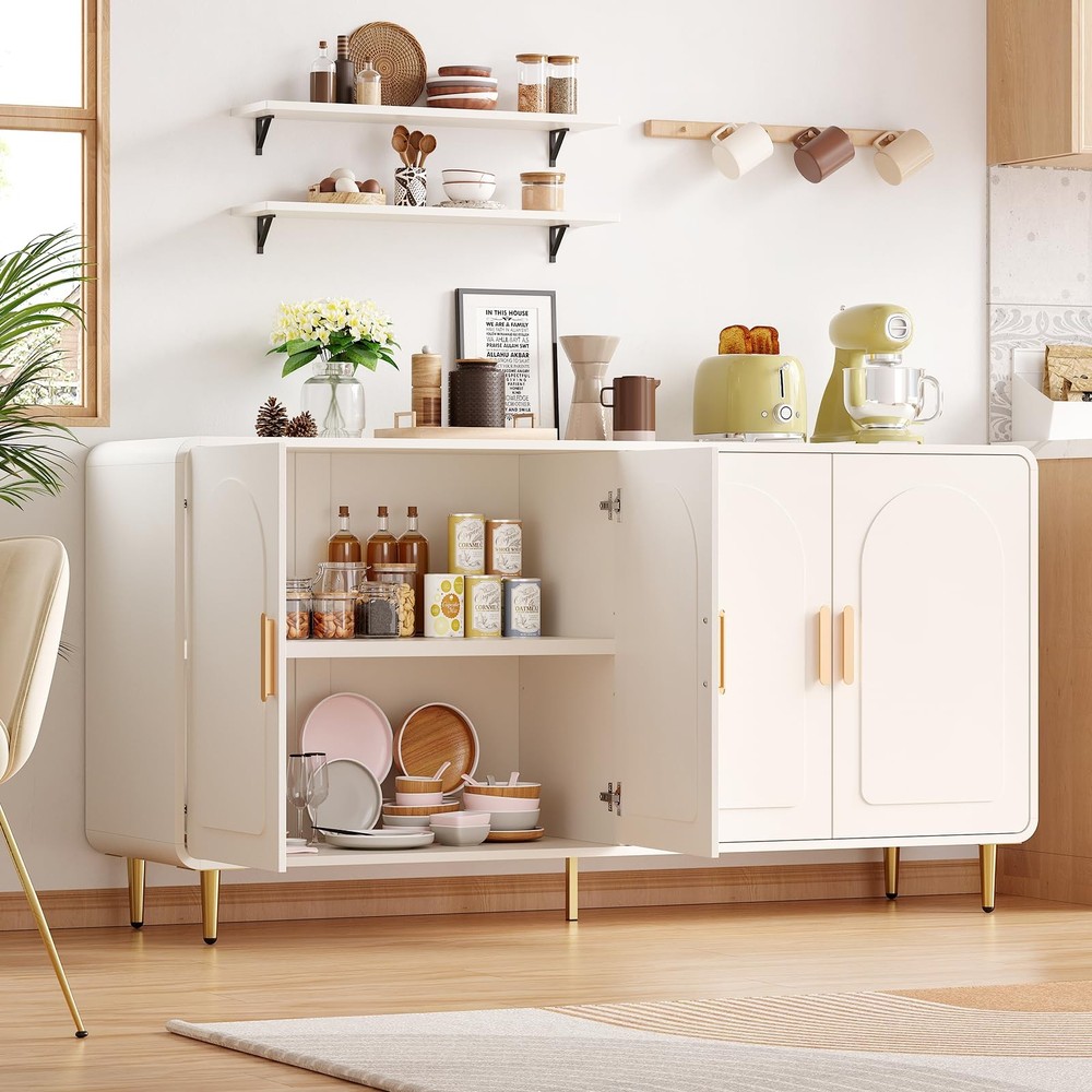 60" Sideboard Buffet Cabinet, Large Credenza Storage, Modern Console Table