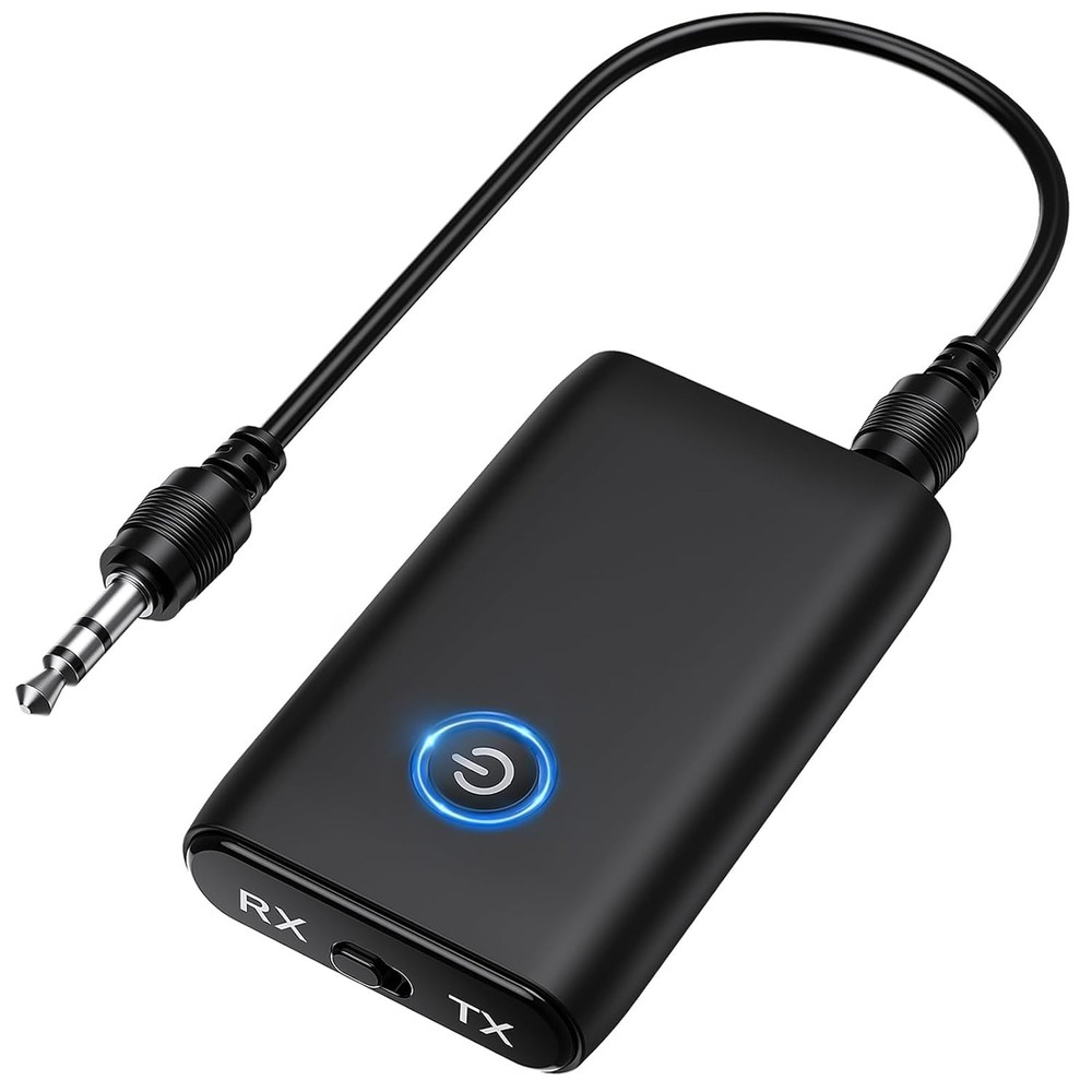 JXTZ Aux Bluetooth Adapter for Car, 2 in 1 Transmitter Black