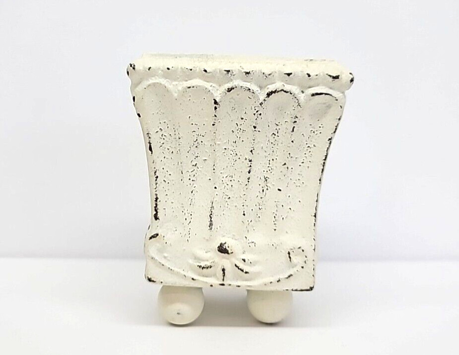 Mini Painted Cream White Cast Iron Planter 3.5"H
