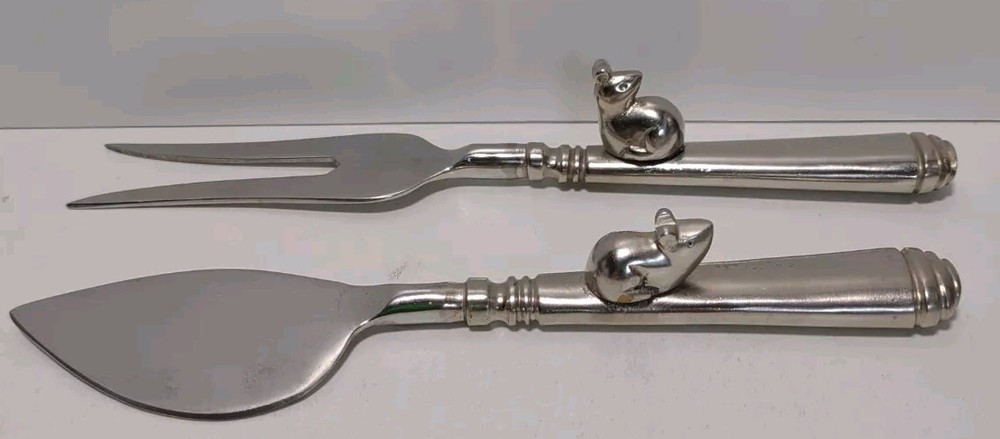 Unique Cheese Fork & Knife Set Chrome Heavy