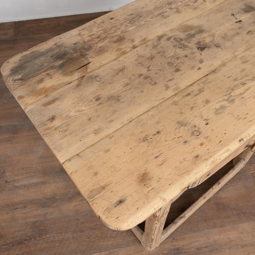 19th Century Rustic Pine Side Table with Single Drawer
