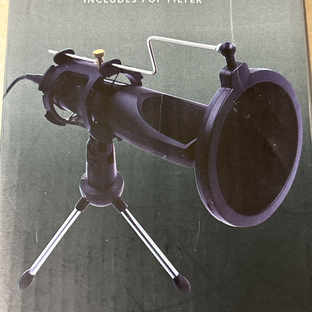 Portable USB Microphone with Pop Filter & Stand | Multi-System Compatible | NIB