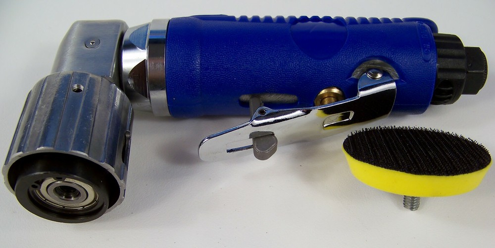 2" Mini Orbital 90 Degree ANGLE AIR SANDER TOOL Hook and Loop with Discs and Pad