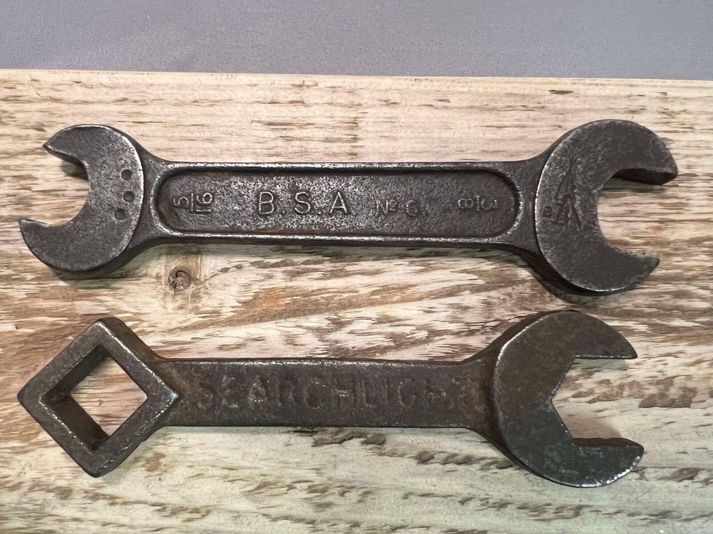 2 x VINTAGE TOOLS - “SEARCHLIGHT” SPANNER & BSA No.6 double ended spanner