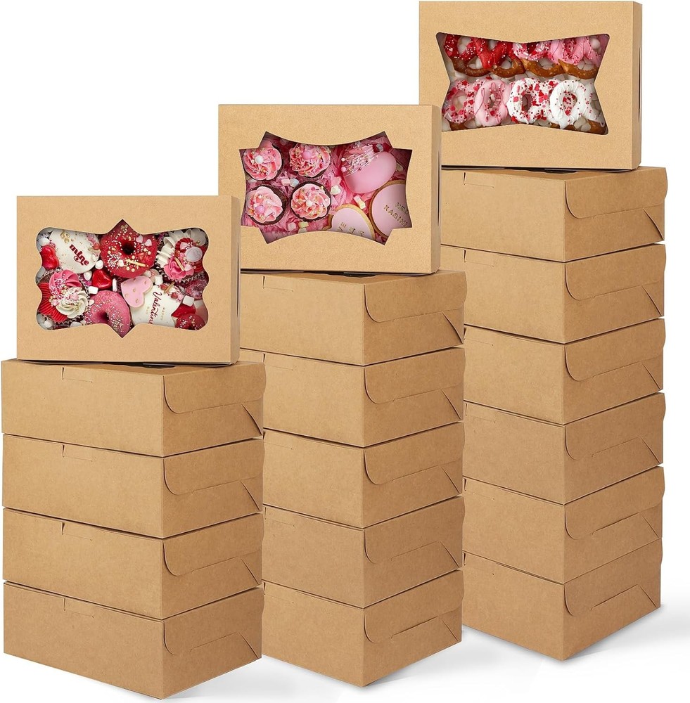 8x6x2.5 ​Inches Cookie Boxes, Bakery Boxes Style Window, Treat Boxes