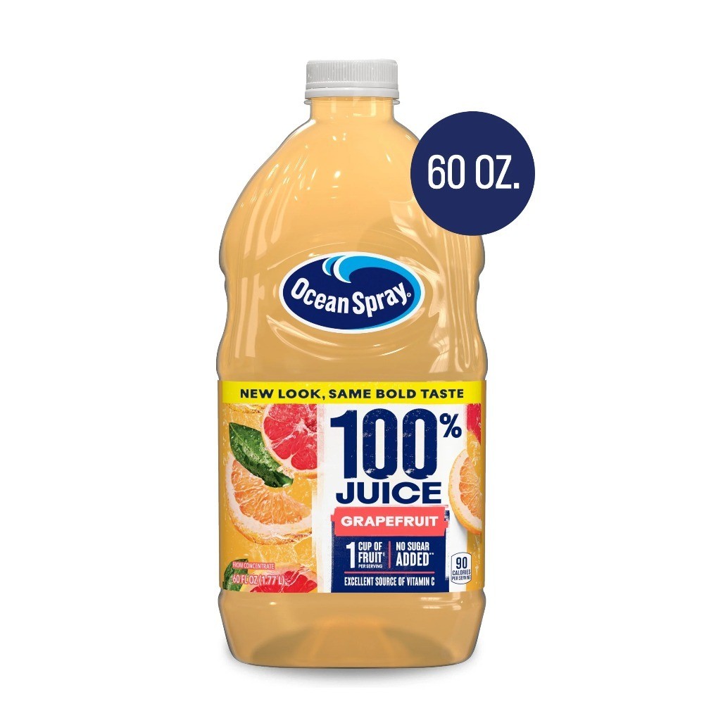 (4 pack) 100% Grapefruit Juice, 100% Juice, 60 fl oz Bottle