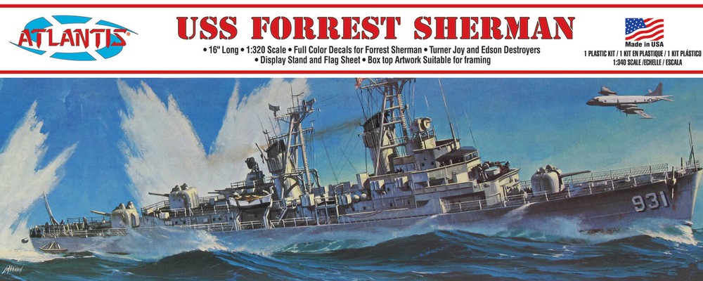 USS Forrest Sherman Destroyer DD-931 1/320 scale plastic kit Atlantis Models