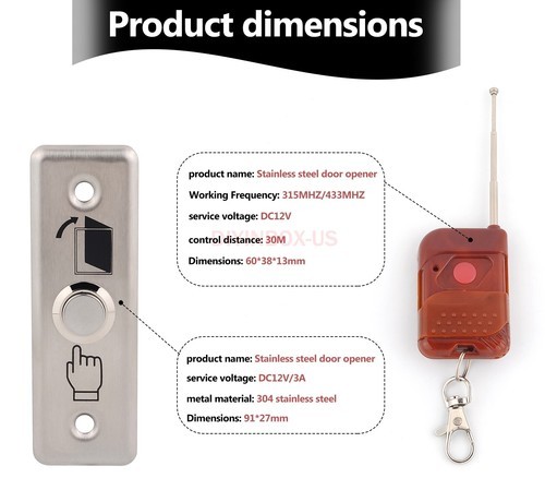 Electric Magnetic Lock Door Access Control System 2 Wireless Remote Controls Kit