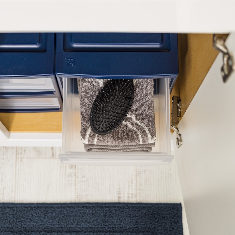 (2 pack) 8.5" Stacking Plastic Drawer, 2 Pack - Navy Blue