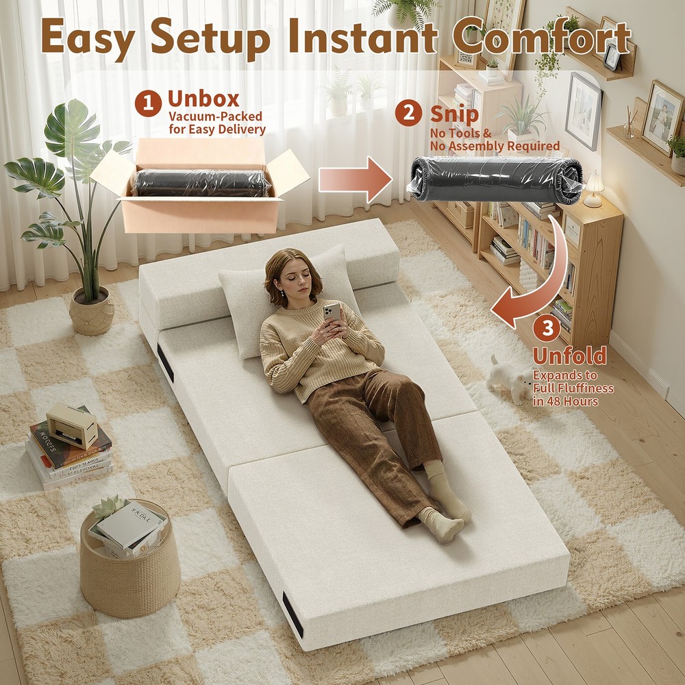 Convertible Folding Sofa Bed Folding Couch Floor Sofa Pillow Soft 39''