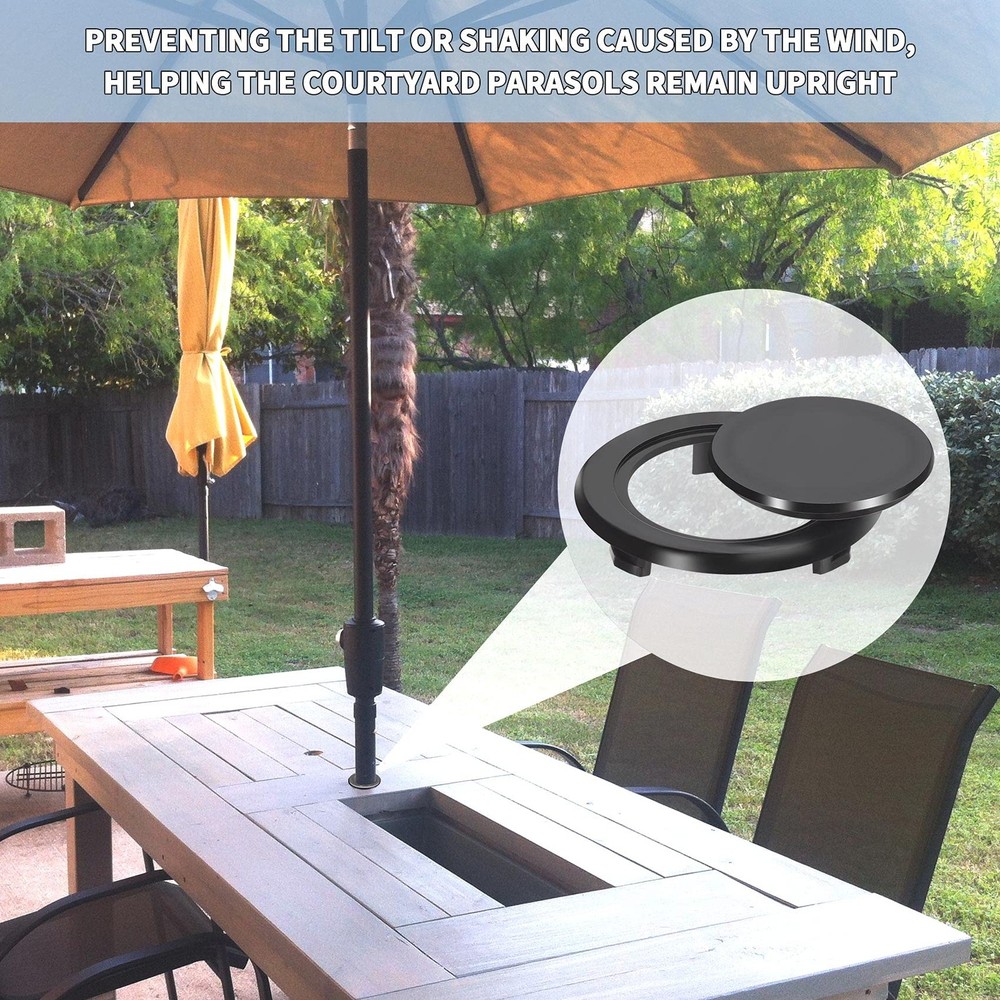 4 Pack Patio Table Umbrella Hole Ring and Cap Set, 4 Set