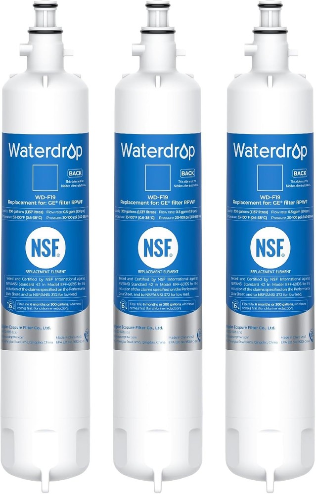 Waterdrop  Refrigerator Water Filter Replacement for GE® RPWF(NOT RPWFE),3 Pack