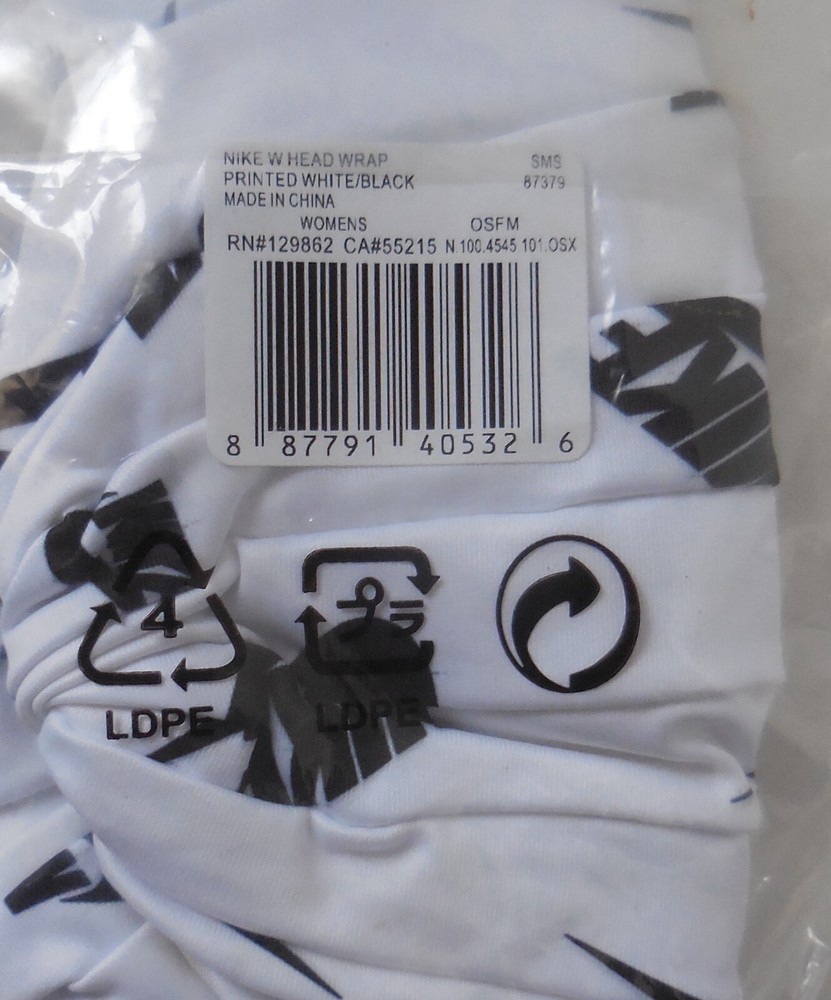 Nike Head Wrap Printed Women White/Black