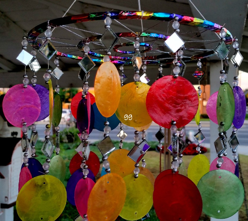 CAPIZ SHELL WINDCHIMES MIXED CAPIZ CHIMES MIXED COLORS